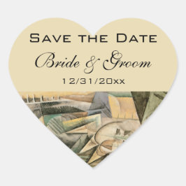 Vintage Wedding, Earth Tones Colors, Cubism Art Hart Sticker