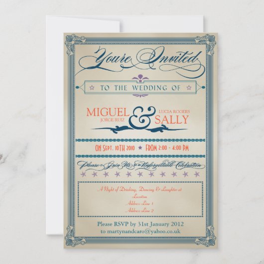 Vintage Wedding Evening-Only Kaart (Voorkant)