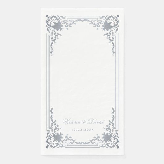 Vintage Wedding Faux Zilver Grijs Elegant Script Servet (Voorkant)