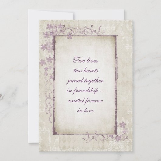 Vintage Wedding Floral Lijst Kaart (Voorkant)