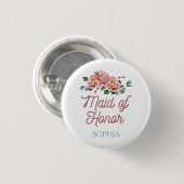 Vintage Wedding Flowers Maid of Honor Button (Voorkant /achterkant)