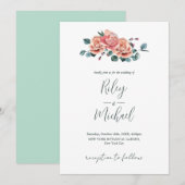 Vintage Wedding Flowers Rustic Roses Invitati Kaart (Voorkant / Achterkant)