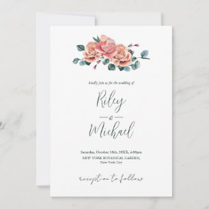 Vintage Wedding Flowers Rustic Roses Invitati Kaart