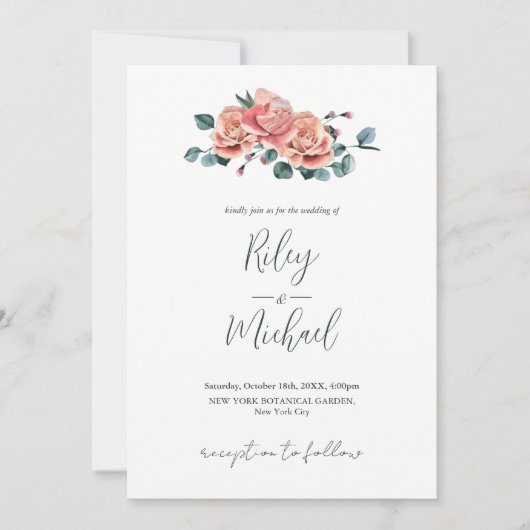 Vintage Wedding Flowers Rustic roze Roses Kaart (Voorkant)