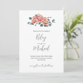 Vintage Wedding Flowers Rustic roze Roses Kaart (Staand voorkant)