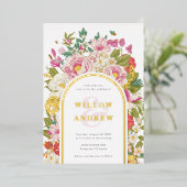 Vintage Wedding Folie Uitnodiging (Staand Voorkant)