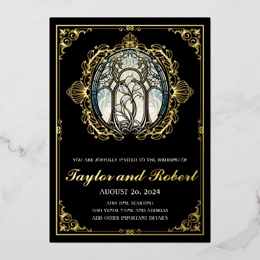 Vintage Wedding Folie Uitnodiging (Voorkant)