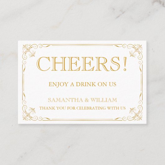 Vintage Wedding Free Drink Ticket | Aangepaste kle (Voorkant)