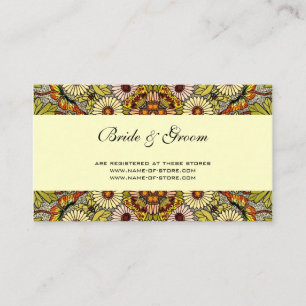 Vintage Wedding, Garden Flowers Floral Butterflies Informatiekaartje