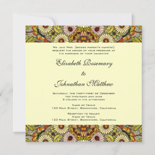 Vintage Wedding, Garden Flowers Floral Butterflies Kaart