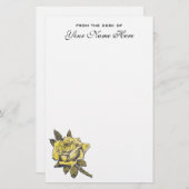 Vintage Wedding, Geel Antiek Tuingeburgerd Roos Wr Briefpapier (Voorkant / Achterkant)