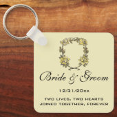 Vintage Wedding, Geel Antiek Tuingeburgerd Roos Wr Sleutelhanger (Voorkant)