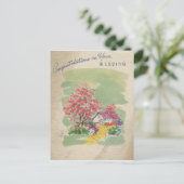Vintage Wedding Gefeliciteerd Briefkaart (Staand voorkant)