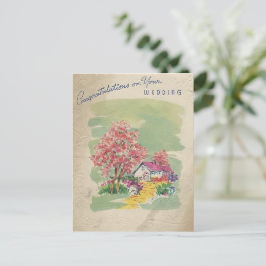 Vintage Wedding Gefeliciteerd Briefkaart (Staand voorkant)