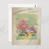 Vintage Wedding Gefeliciteerd Briefkaart (Voorkant / Achterkant)