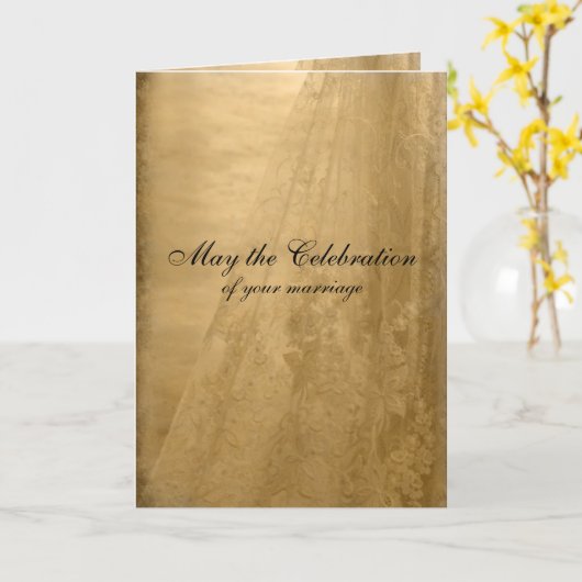 Vintage Wedding Gefeliciteerd Kaart (Gele Bloem)