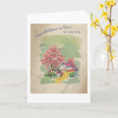 Vintage Wedding Gefeliciteerd Kaart (Gele Bloem)