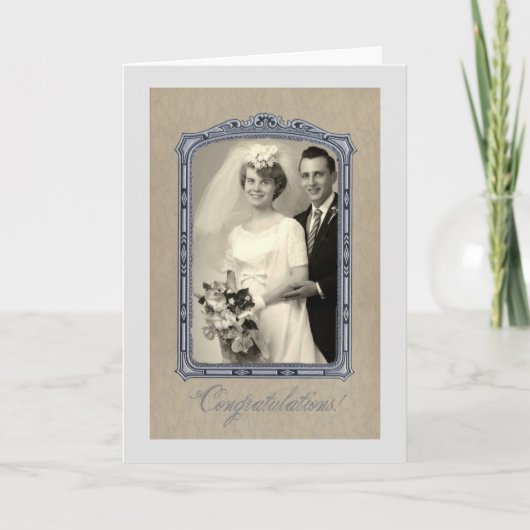 Vintage Wedding Gefeliciteerd Kaart (Voorkant)