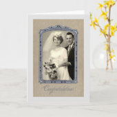 Vintage Wedding Gefeliciteerd Kaart (Gele Bloem)
