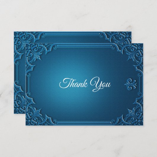 Vintage Wedding Geometric Teal Turquoise Elegant Bedankkaart (Voorkant / Achterkant)