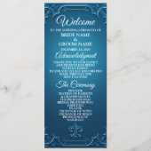 Vintage Wedding Geometric Teal Turquoise Elegant Programmakaart (Voorkant)