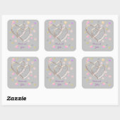 Vintage Wedding, gepersonaliseerd Vierkante Sticker (Vel)