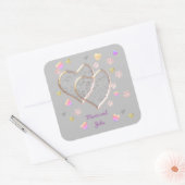 Vintage Wedding, gepersonaliseerd Vierkante Sticker (Envelop)