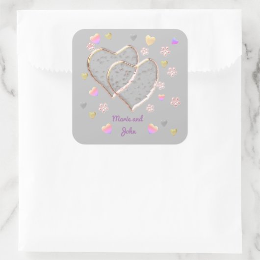 Vintage Wedding, gepersonaliseerd Vierkante Sticker (Tas)
