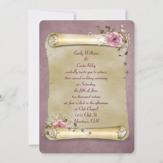 Vintage Wedding Gold Scroll Kaart (Voorkant)