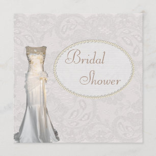 Vintage Wedding Gown Paisley Lace Vrijgezellenfees Kaart