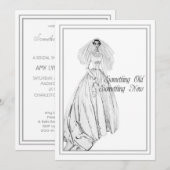 Vintage Wedding Gown Vrijgezellenfeest Kaart (Voorkant / Achterkant)