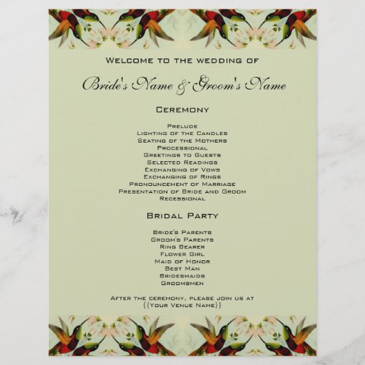 Vintage Wedding, Hummingvogels en bloemen (Voorkant)