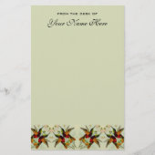 Vintage Wedding, Hummingvogels en bloemen Briefpapier (Voorkant)