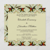 Vintage Wedding, Hummingvogels en bloemen Kaart (Voorkant / Achterkant)