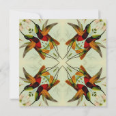 Vintage Wedding, Hummingvogels en bloemen Kaart (Achterkant)