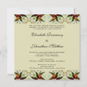 Vintage Wedding, Hummingvogels en bloemen Kaart