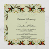 Vintage Wedding, Hummingvogels en bloemen Kaart (Voorkant / Achterkant)