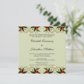 Vintage Wedding, Hummingvogels en bloemen Kaart (Staand voorkant)