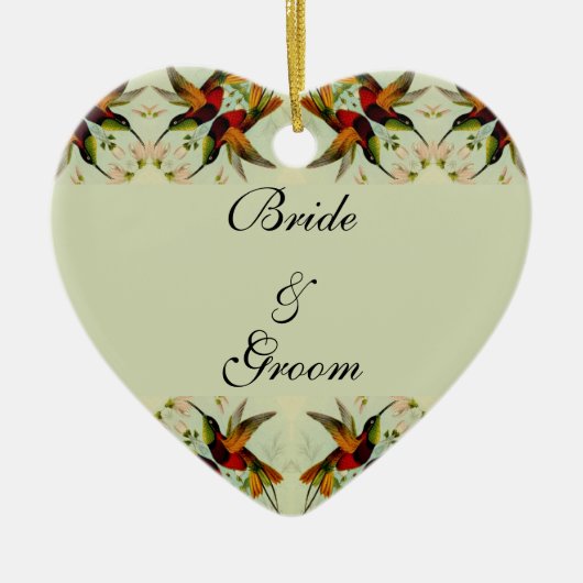 Vintage Wedding, Hummingvogels en bloemen Keramisch Ornament (Voorkant)