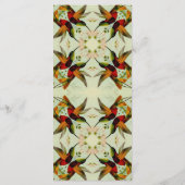 Vintage Wedding, Hummingvogels en bloemen Menu (Achterkant)