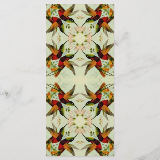 Vintage Wedding, Hummingvogels en bloemen Menu (Achterkant)