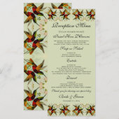 Vintage Wedding, Hummingvogels en bloemen Menu (Voorkant / Achterkant)