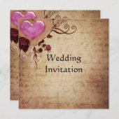Vintage Wedding Invitation Card Kaart (Voorkant / Achterkant)