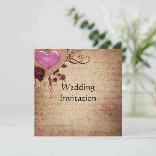 Vintage Wedding Invitation Card Kaart (Staand voorkant)