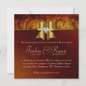 Vintage Wedding Invitation Heart Bow Autumn Kaart (Achterkant)