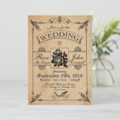 Vintage Wedding Invitation Romantic Roos Garden Kaart (Staand voorkant)
