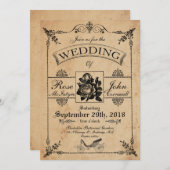 Vintage Wedding Invitation Romantic Roos Garden Kaart (Voorkant / Achterkant)