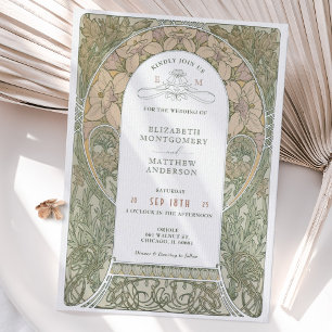 Vintage Wedding Invitations Art Nouveau by Mucha Kaart