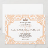 Vintage Wedding Invitting Peach Damask Kaart (Voorkant / Achterkant)