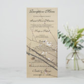 Vintage Wedding, Japans Owl en plum Tree Menu (Staand voorkant)